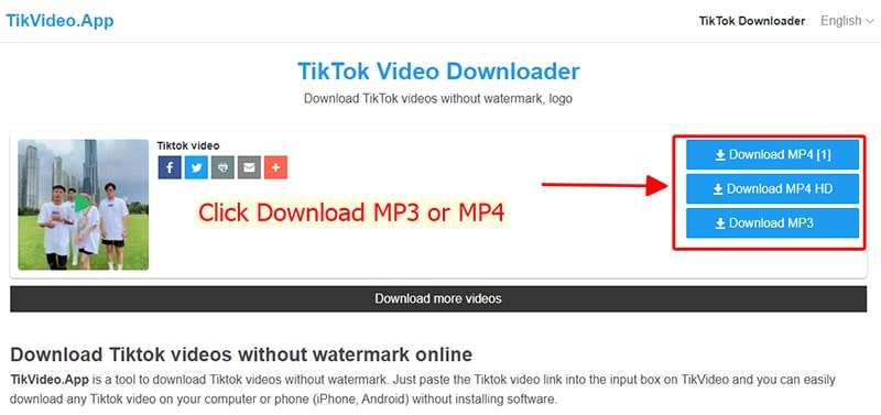 TikTok downloader - Download TikTok video without watermark online in mp4 